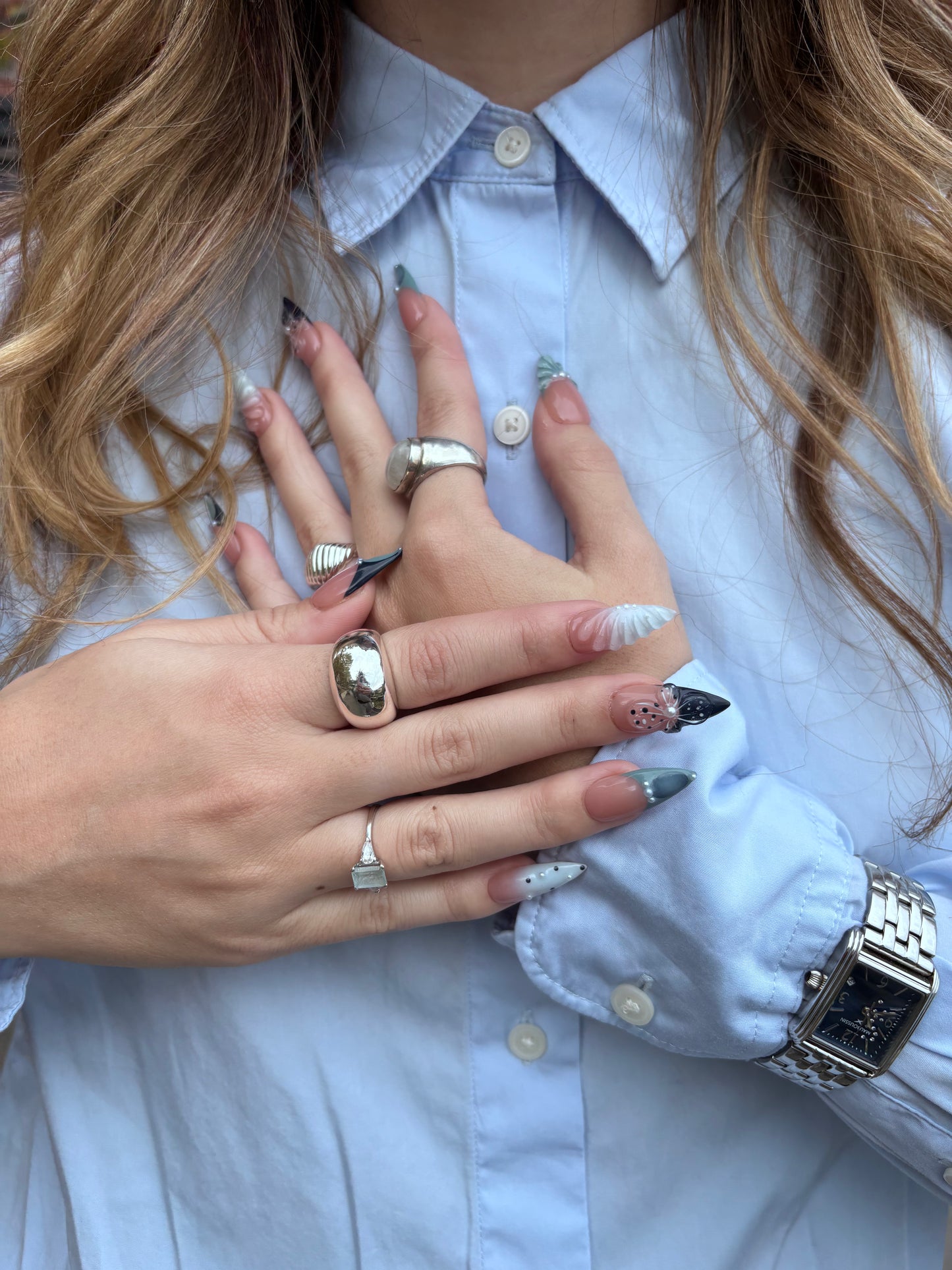 Faux ongles press-on 3D Icy – bleu glacial FancyNails