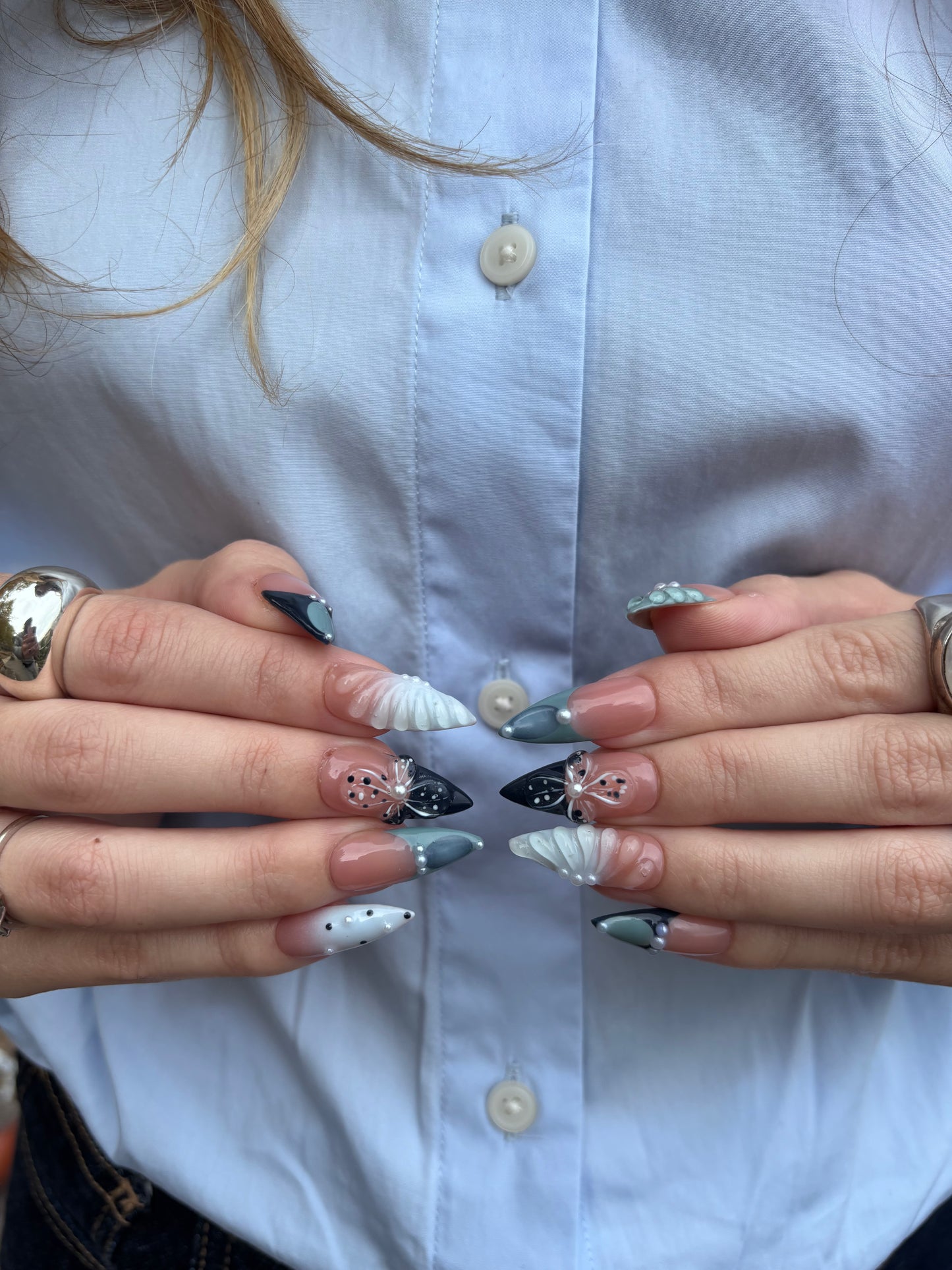 Faux ongles press-on 3D Icy – bleu glacial FancyNails