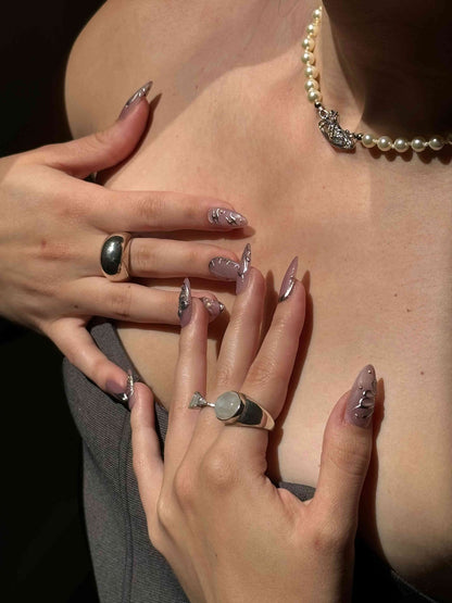 Faux ongles press-on Nebula Silver – chrome holographique argenté FancyNails