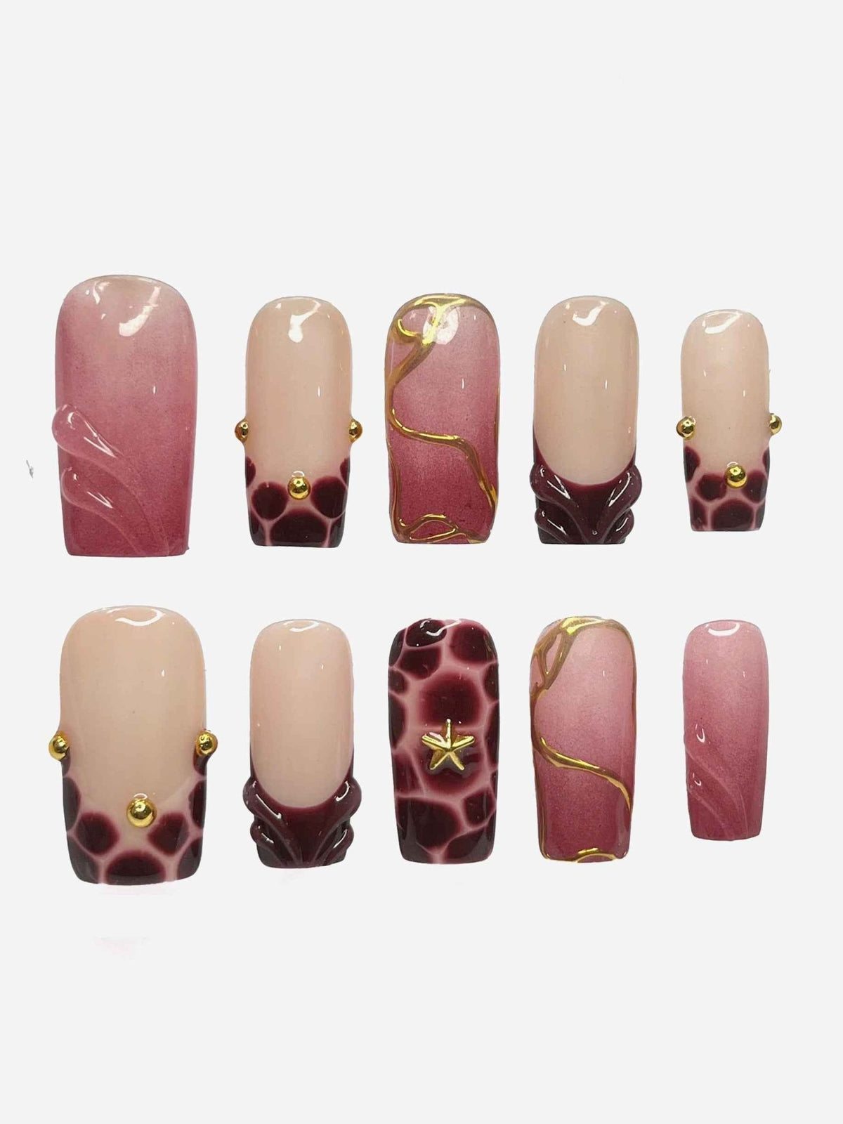 Faux ongles press-on Rosy Square – carré rose poudré FancyNails